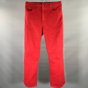 R13 Size 31 Red Embroidery Cotton Blend Wide Leg Jeans